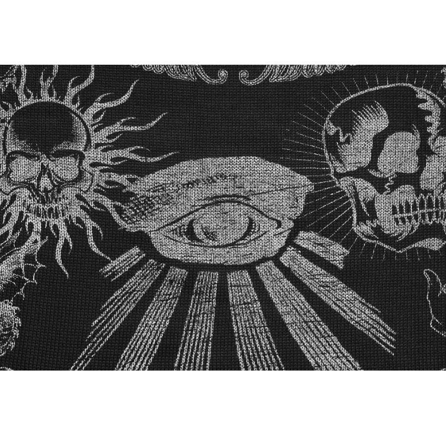 Skull Pattern Distressed Knit Sweater