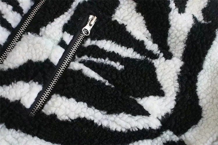 Zebra Desenli Peluş Ceket